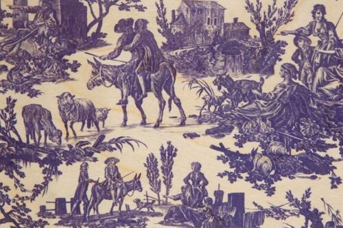 Carte postale en bois - toile de jouy meunier violet