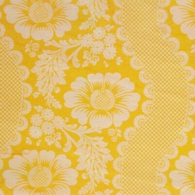 Carte postale en bois - toile de jouy fleurs jaune bis