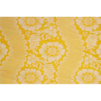 Postal de madera - toile de jouy flores amarillo bis