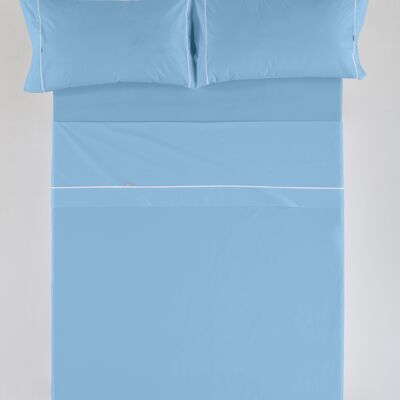 estelia - juego de sábanas color azul celeste - cama de 180 (4 piezas) - 100% algodón - 144 hilos. gramage: 115