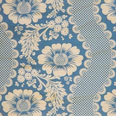 Postal de madera - toile de jouy blue bis flores