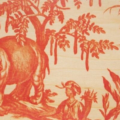 Carte postale en bois - toile de jouy 4 parties éléphant