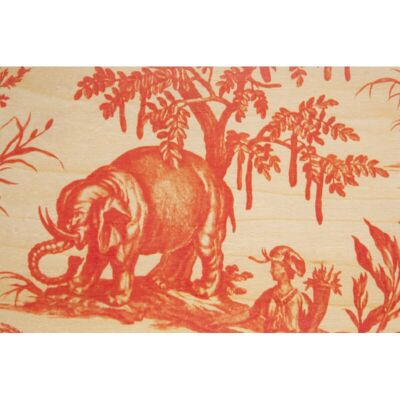 Cartolina in legno - toile de jouy 4 parti elefante