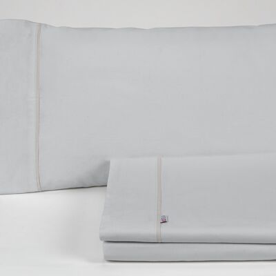 estelia - juego de sábanas liso color perla - cama de 90 (3 piezas) -50% algodón / 50% poliéster - 144 hilos. gramage: 115