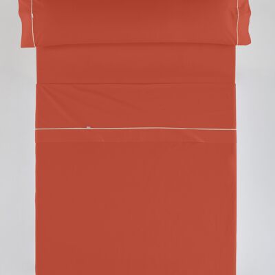 estelia - juego de sábanas liso color tierra - cama de 90 (3 piezas) -50% algodón / 50% poliéster - 144 hilos. gramage: 115