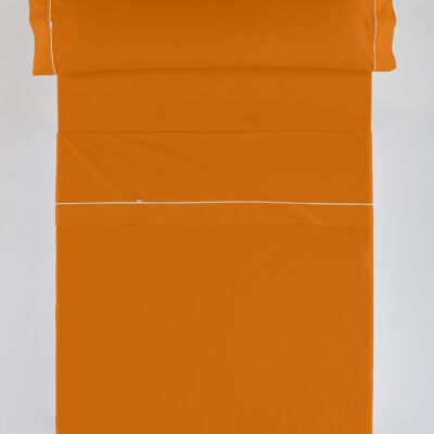 estelia - juego de sábanas liso color ocre - cama de 150 (3 piezas) -50% algodón / 50% poliéster - 144 hilos. gramage: 115
