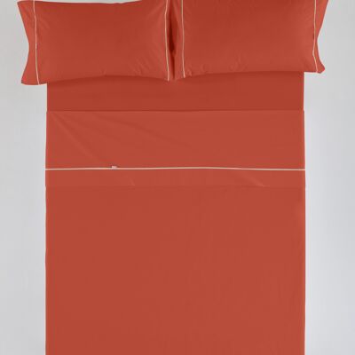 estelia - juego de sábanas liso color tierra - cama de 200 (4 piezas) -50% algodón / 50% poliéster - 144 hilos. gramage: 115