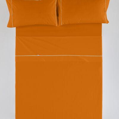 estelia - juego de sábanas liso color ocre - cama de 200 (4 piezas) -50% algodón / 50% poliéster - 144 hilos. gramage: 115