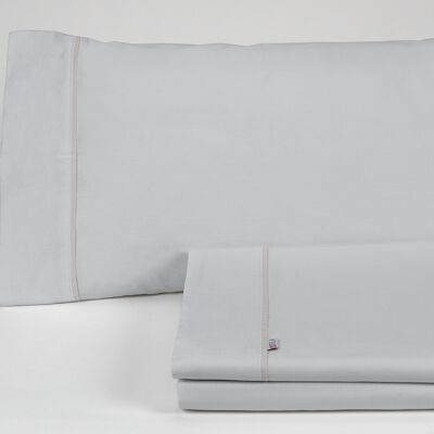 estelia - juego de sábanas liso color perla - cama de 180 (4 piezas) -50% algodón / 50% poliéster - 144 hilos. gramage: 115