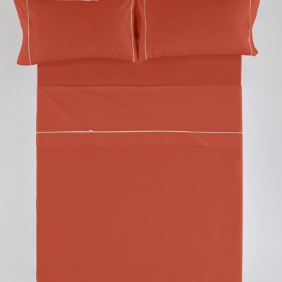 estelia - juego de sábanas liso color tierra - cama de 180 (4 piezas) -50% algodón / 50% poliéster - 144 hilos. gramage: 115