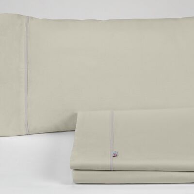 estelia - juego de sábanas liso color piedra - cama de 150 (4 piezas) -50% algodón / 50% poliéster - 144 hilos. gramage: 115