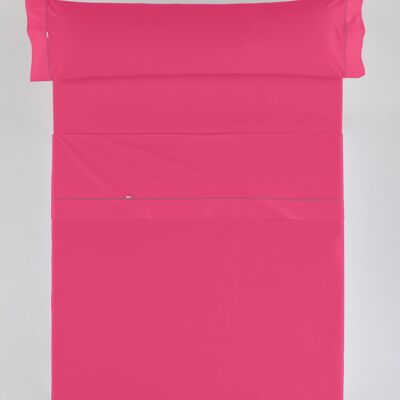estelia - juego de sábanas liso color chicle - cama de 105 (3 piezas) -50% algodón / 50% poliéster - 144 hilos. gramage: 115
