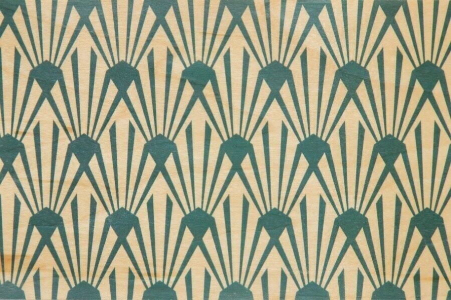 Wooden postcard - art deco asteroids