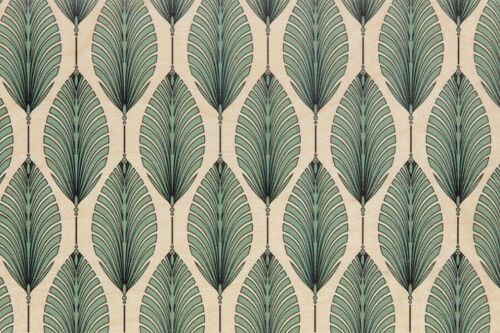 Carte postale en bois - art deco leaves bis