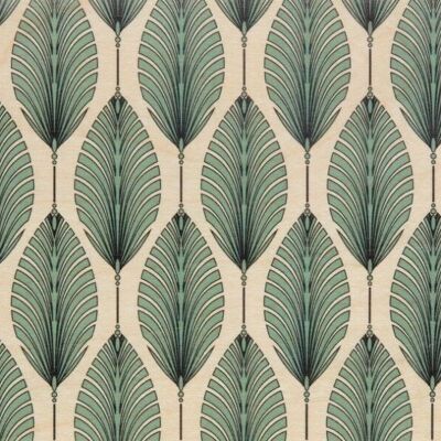 Carte postale en bois - art deco leaves bis