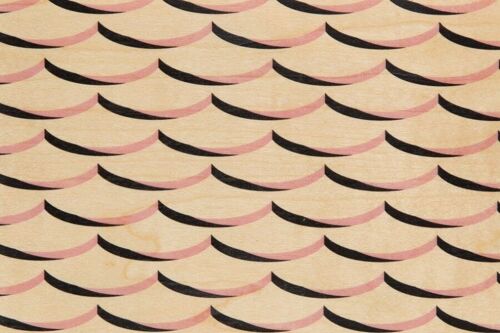 Carte postale en bois - art deco pink waves
