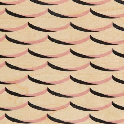 Wooden postcard - art deco pink waves