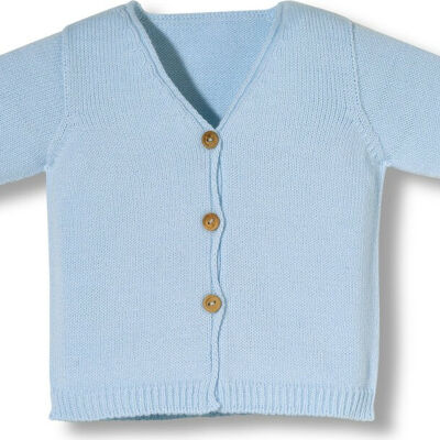 newborn long jacket with light blue buttons