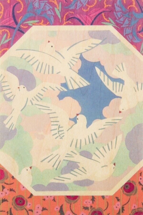 Wooden postcard - bnf dove motifs