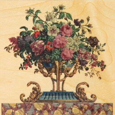 Cartolina di legno - bouquet di carta da parati bnf