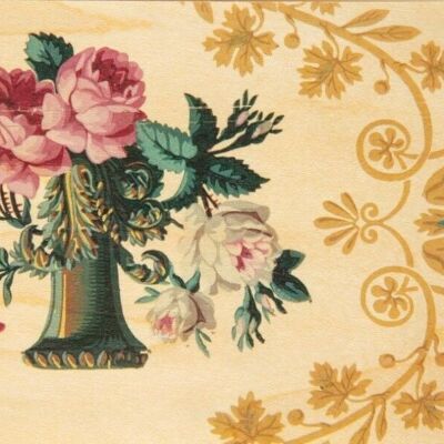 Carte postale en bois - bnf papiers peints vase