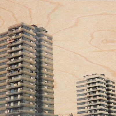 Cartolina di legno - foto di edifici