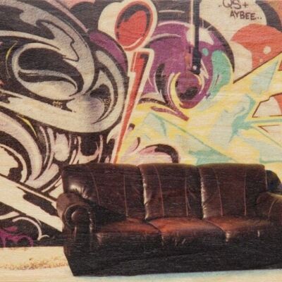 Hölzerne Postkarte - Fotos Graffiti-Couch