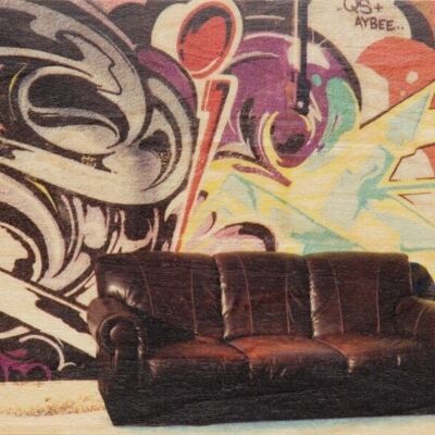Carte postale en bois - photos graffiti couch
