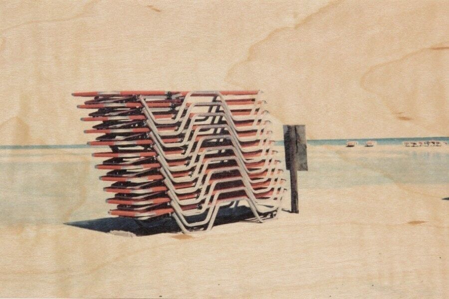 Wooden postcard - deckchair photos