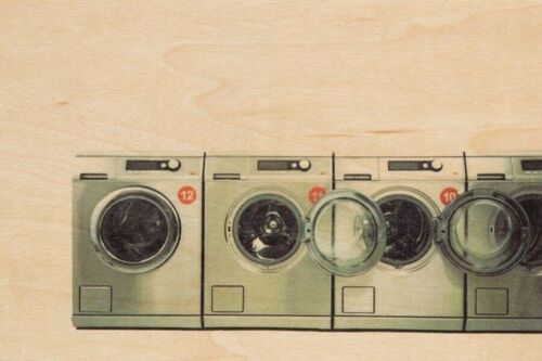 Carte postale en bois - photos washing machine