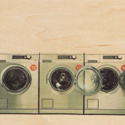 Wooden postcard - photos washing machine