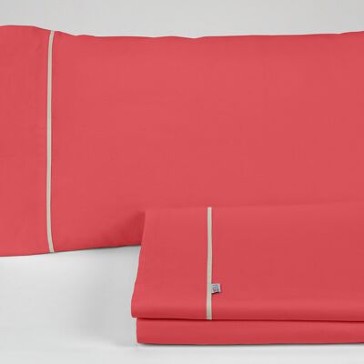 estelia - juego de sábanas liso color rojo - cama de 150 (4 piezas) - 50% algodón / 50% poliéster - 144 hilos. gramage: 115