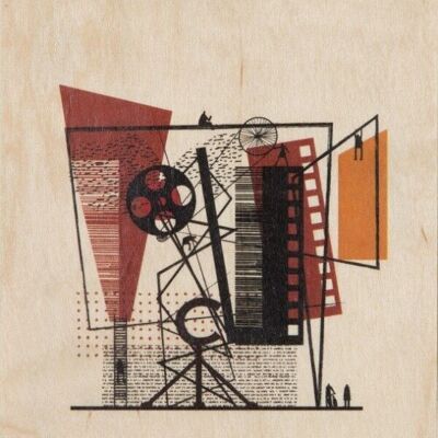 Carte postale en bois - artitecture cinema