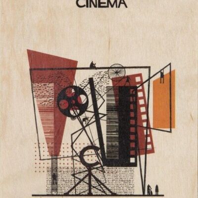 Carte postale en bois - artitecture cinema
