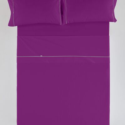 estelia - juego de sábanas liso color morado - cama de 200 (4 piezas) -50% algodón / 50% poliéster - 144 hilos. gramage: 115