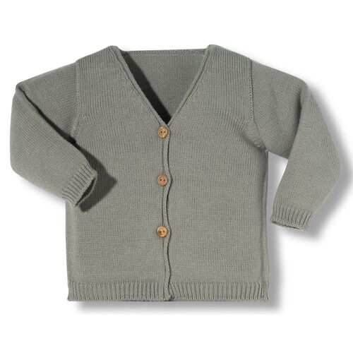 chaqueta larga newborn con botones gris