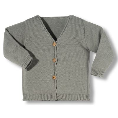 newborn long jacket with gray buttons