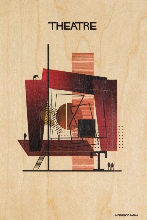Carte postale en bois - artitecture theatre