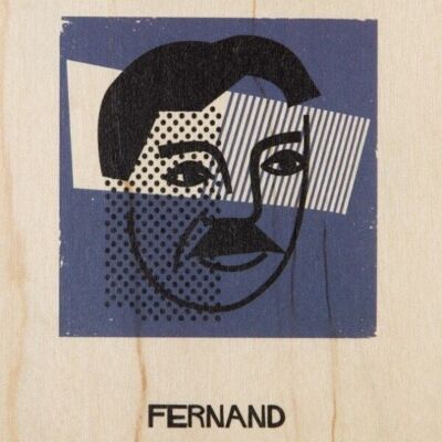 Hölzerne Postkarte - Porträt Fernand