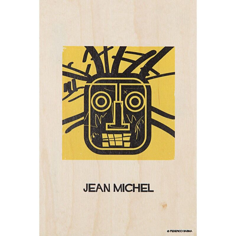 Wooden postcard - portrait jean-michel