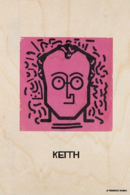 Carte postale en bois - portrart keith