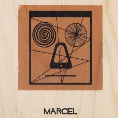 Postkarte aus Holz - Portrait Marcel