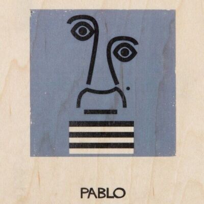 Postkarte aus Holz - Porträt Pablo