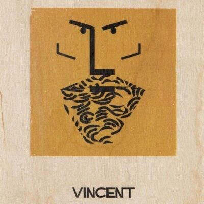 Postkarte aus Holz - Portrait Vincent
