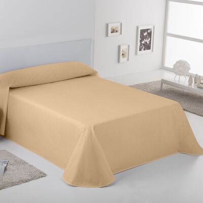 colcha/cubrecama rústico lisos color beige - cama de 90 cm - hilo tintado - 50% algodón/50% poliéster