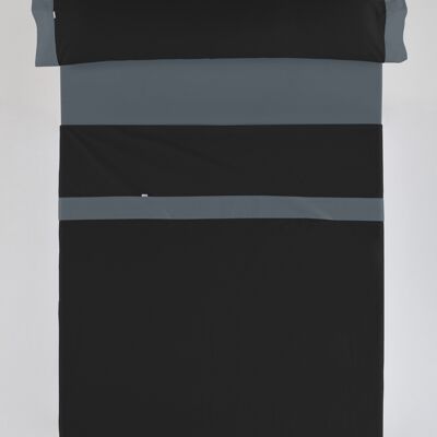 estelia - juego de sábanas liso color negro-gris - cama de 105 (3 piezas) - 50% algodón / 50% poliéster - 144 hilos. gramage: 115