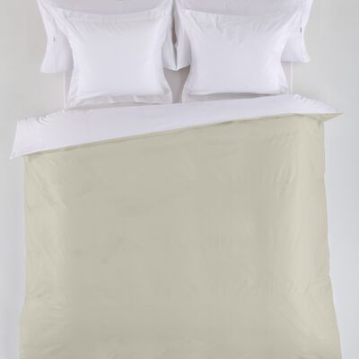 estelia - funda nordica reversible blanco-piedra - cama de 90 (1 pieza) - 50% algodón / 50% poliéster - 144 hilos. gramage: 115