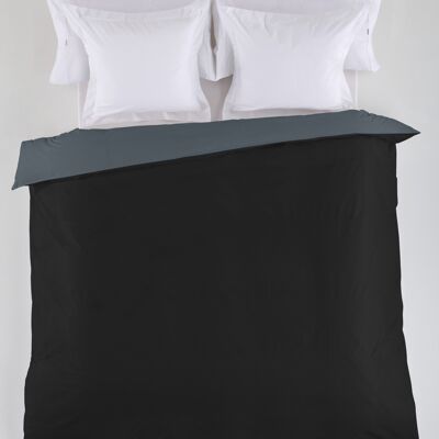 estelia - funda nordica reversible negro-gris - cama de 90 (1 pieza) - 50% algodón / 50% poliéster - 144 hilos. gramage: 115