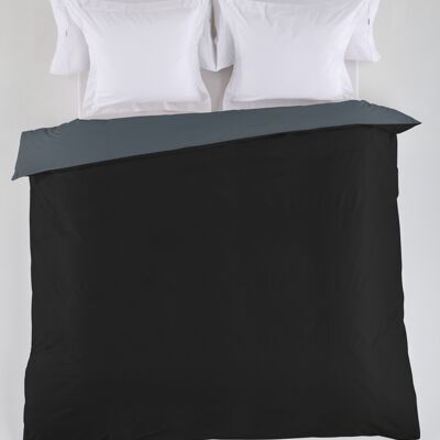 estelia - funda nordica reversible negro-gris - cama de 135/140 (1 pieza) - 50% algodón / 50% poliéster - 144 hilos. gramage: 115