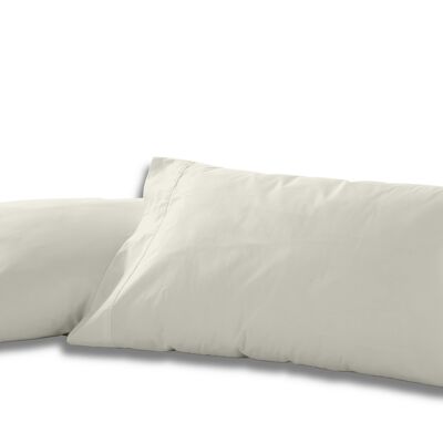 estelia - pack de dos fundas de almohada de algodón color crema - 45x95 cm - 100% algodón - 144 hilos. gramage: 115